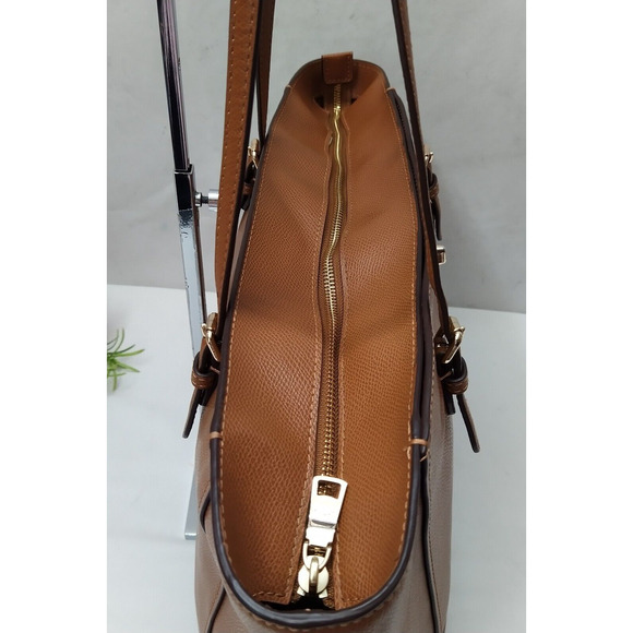 Coach Brown Pebbled Leather Turnlock Double Handles Large Tote Shoulder Bag - Picture 10 of 16